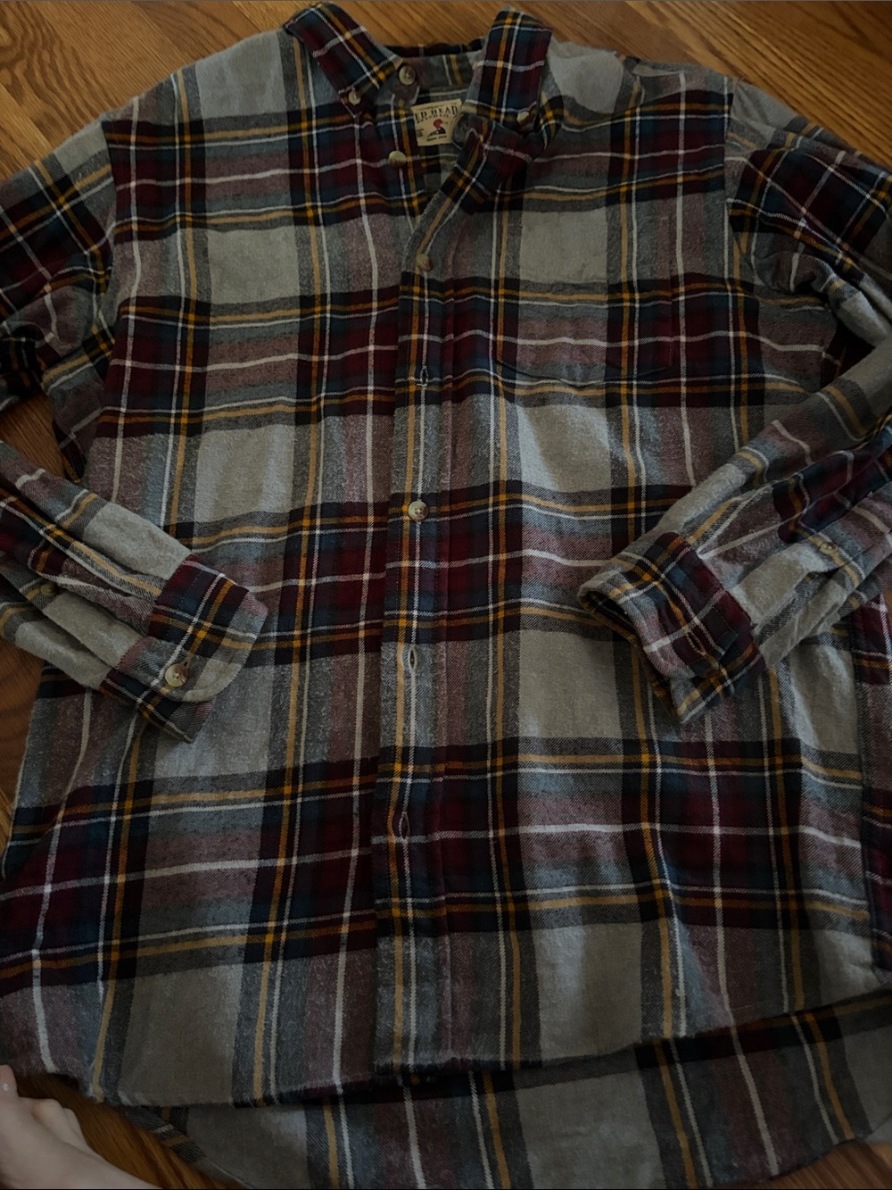 RedHead Plaid Flannel Shirt in Burgundy, Navy and Mustard
